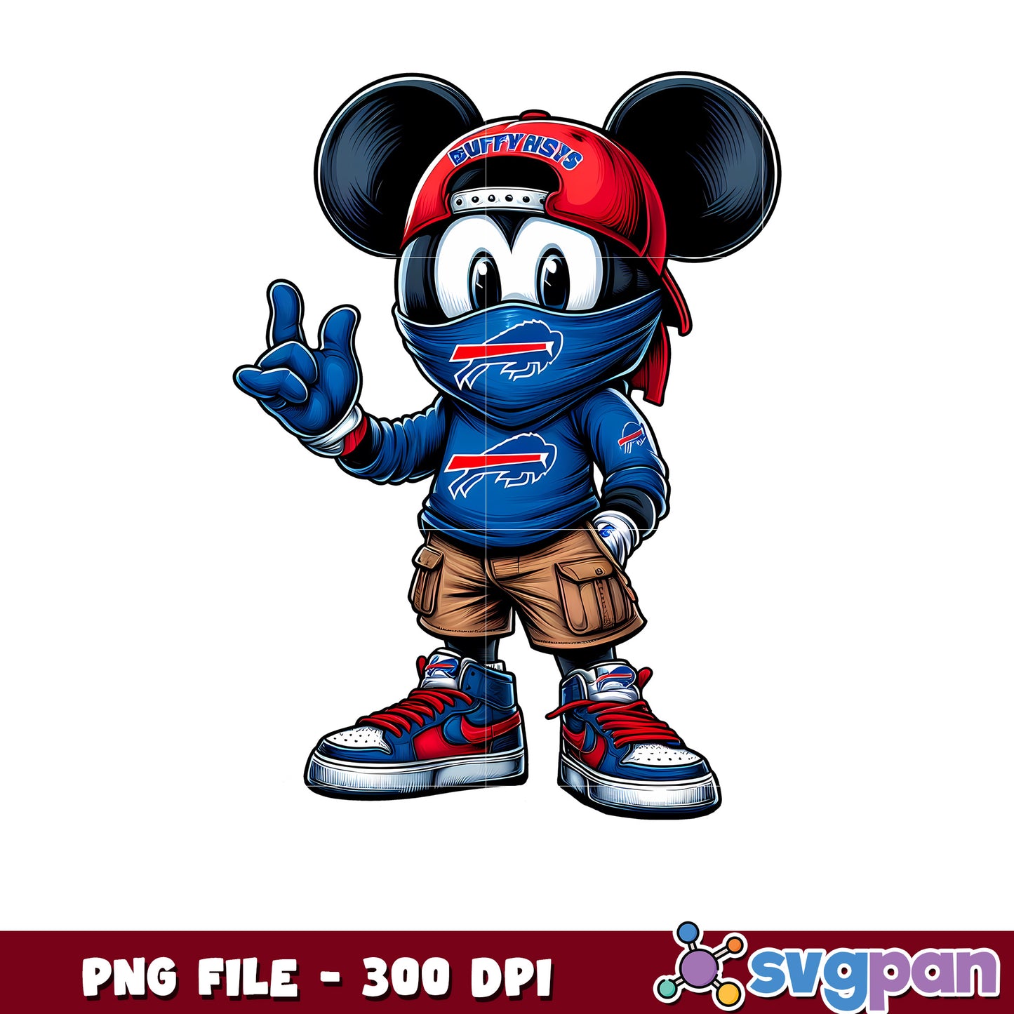Mickey mouse buffalo bills png, disney sports png, nfl teams png