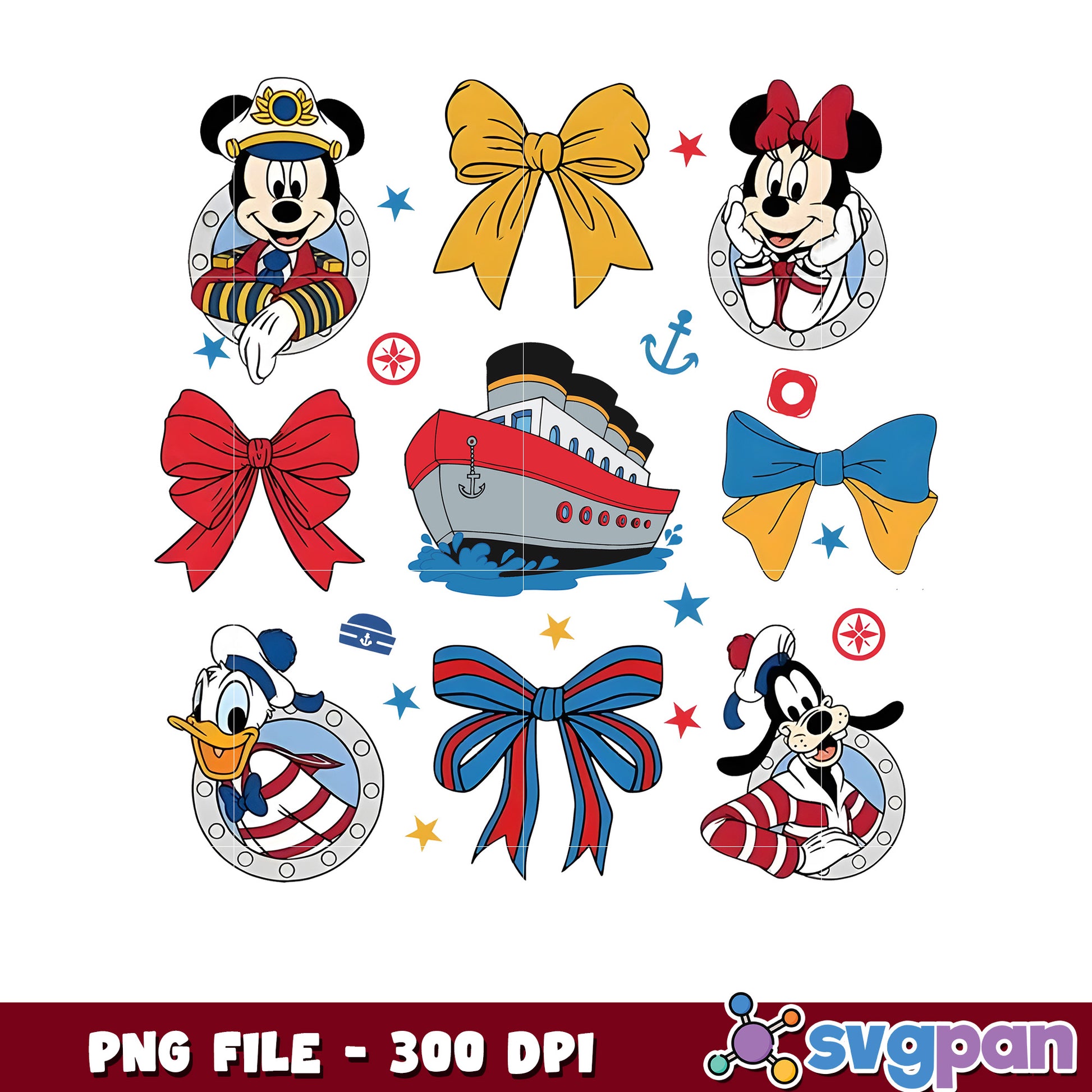 Mickey mouse characters and the ship png, disney movie png