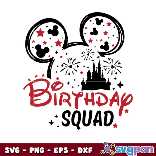 Mickey mouse disney birthday squad svg, mickey mouse ears​ svg