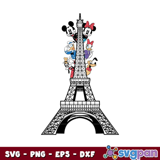 Mickey mouse friends eiffel tower svg, mickey mouse disney​ svg