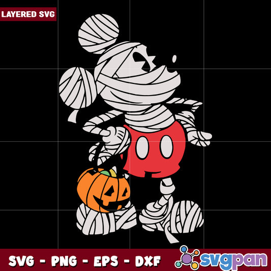 Mickey mouse halloween mummy svg, happy halloween svg, spooky season svg