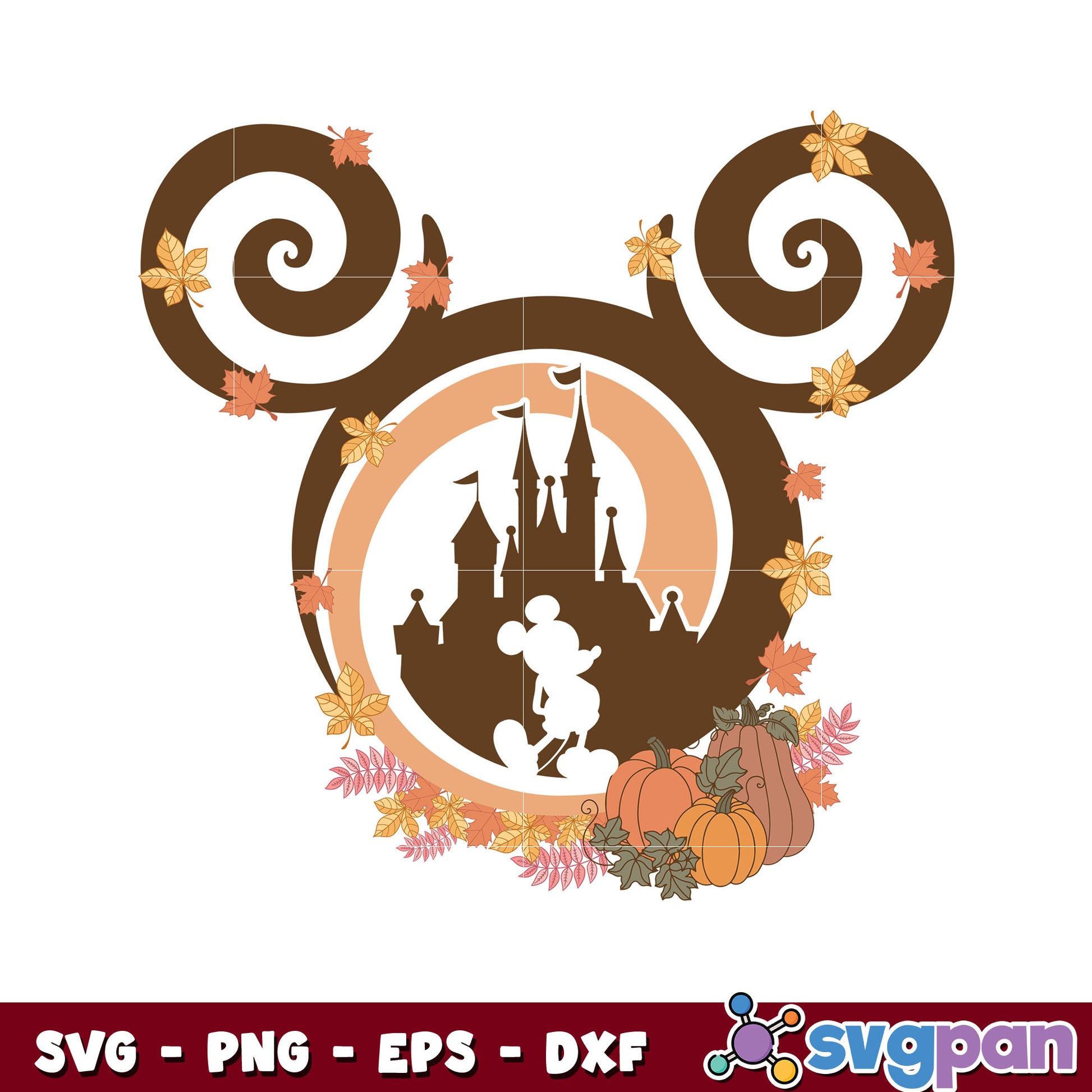 Mickey mouse head autumn svg, mickey mouse head svg, disney mouse svg