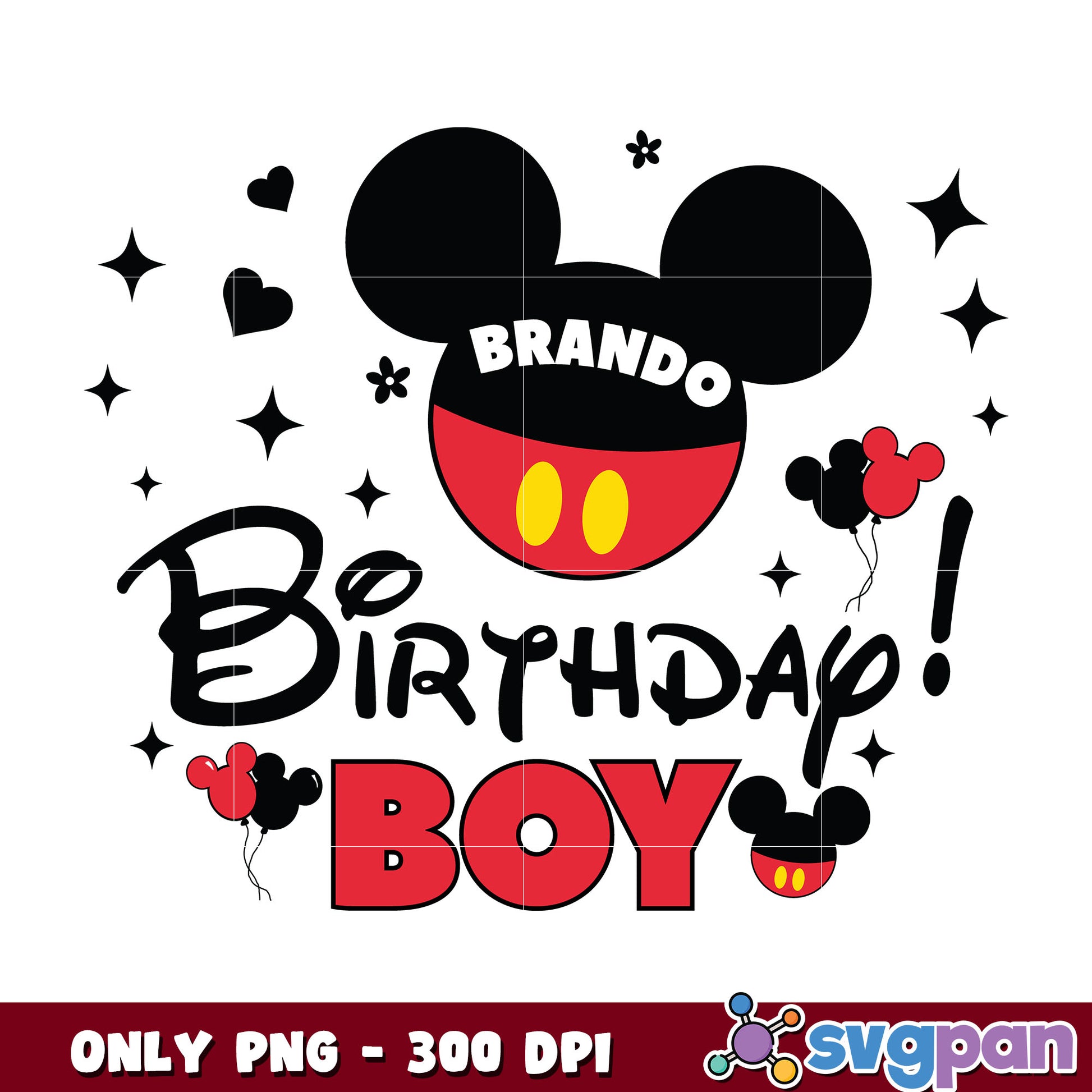 Mickey mouse head brando birthday boy png, mickey mouse birthday png