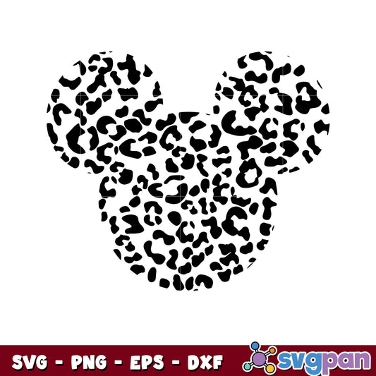 Mickey mouse head leopaed black svg, mickey mouse ears svg