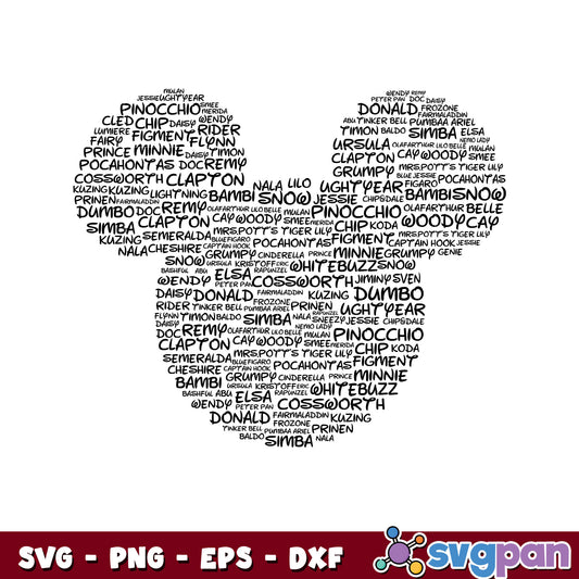 Mickey mouse head name svg, mickey head svg, mickey disney svg