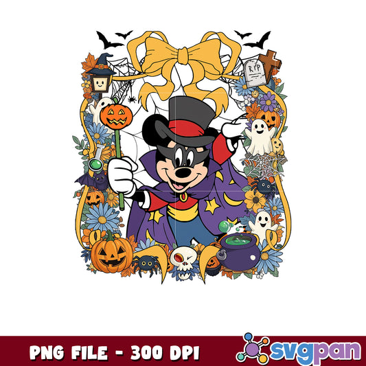 Mickey mouse magic halloween png, disney characters png, spooky halloween png