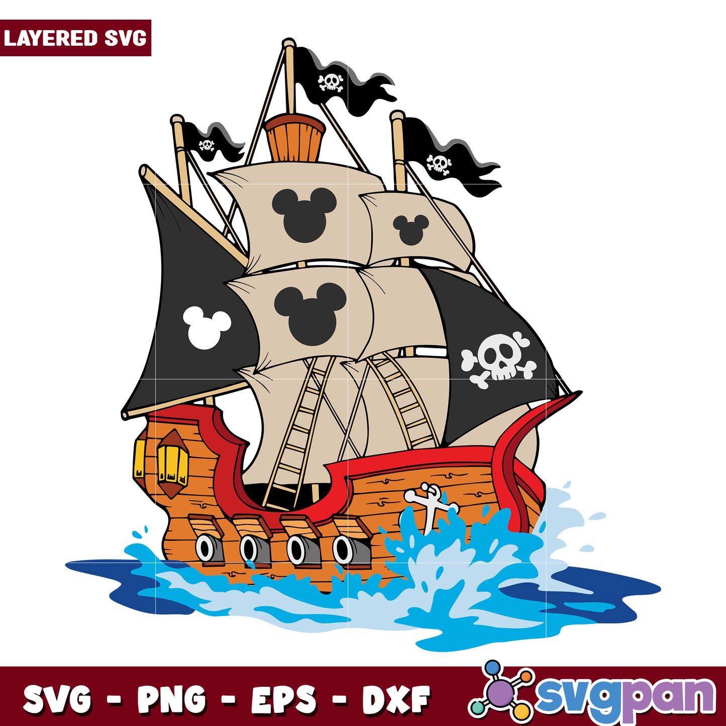Mickey mouse pirate ship design svg, mickey mouse toys svg, disneyland svg