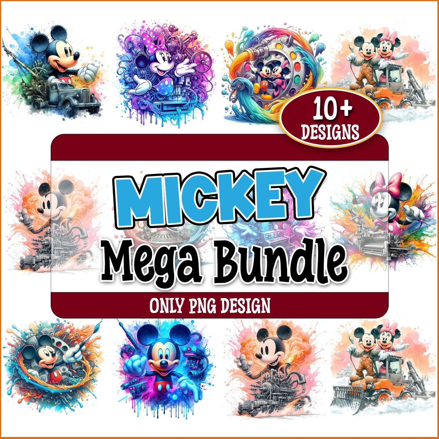 Mickey mouse watercolor png bundle
