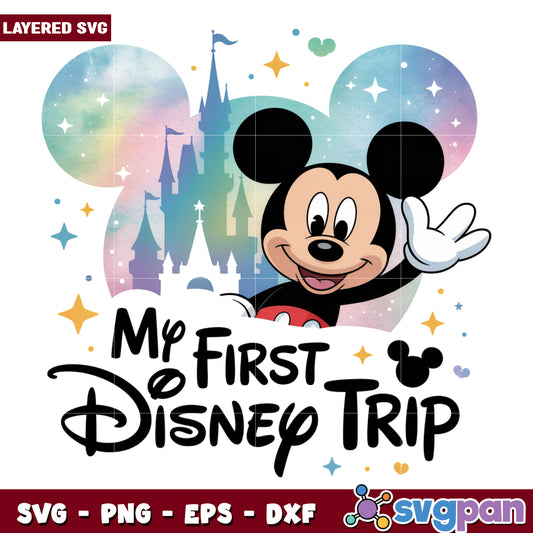 Mickey my first disney trip png, disney summer vacation png, disney princess​ png