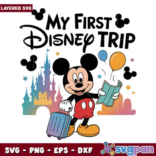 Mickey my first disney trip png, summer time png, disneyland holiday png