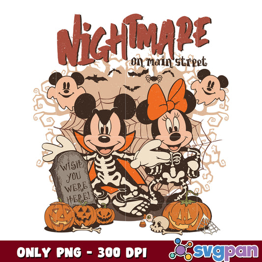 Mickey nightmare street halloween png, nightmare street png