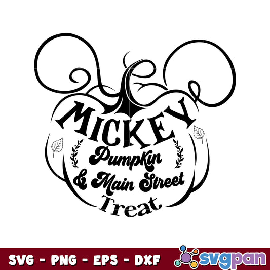 Mickey pumpkin and main street treat svg, mickey disney svg