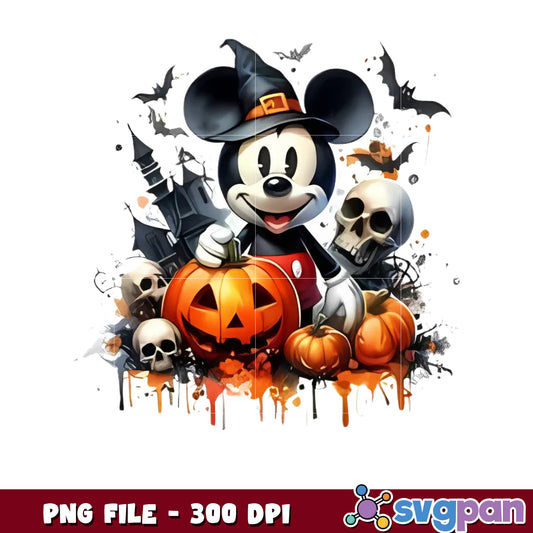 Mickey pumpkin witch png, time to halloween png, funny halloween png