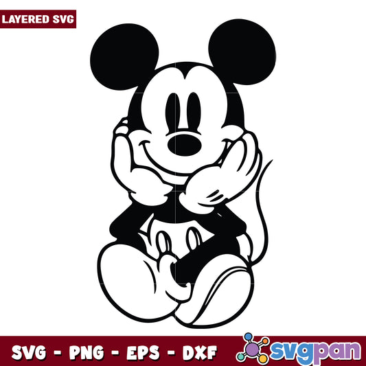 Mickey resting his chin on his hand design svg, disney mickey svg, disneyland svg