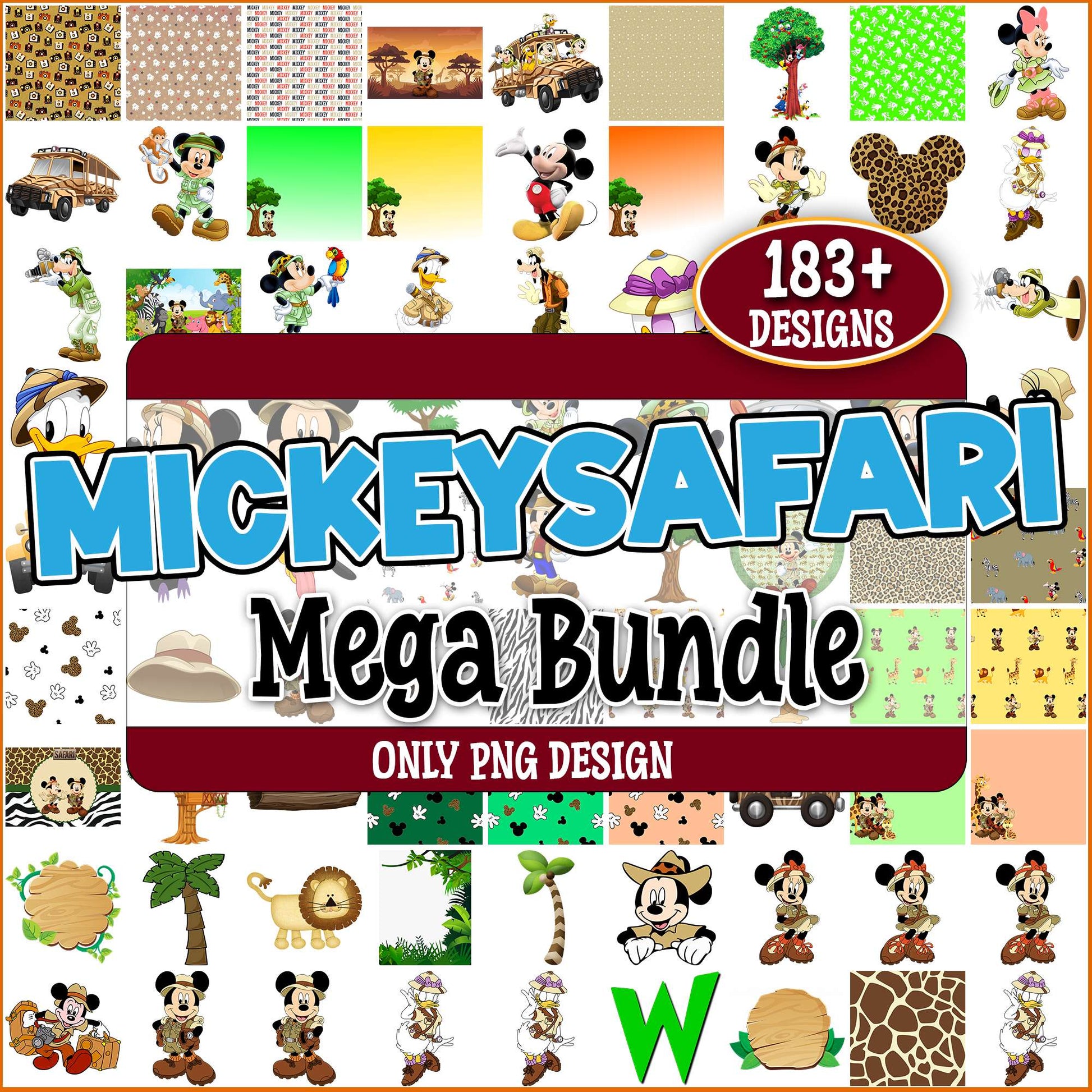 Mickey safari design png bundle