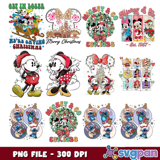 Mickey saving christmas png bundle