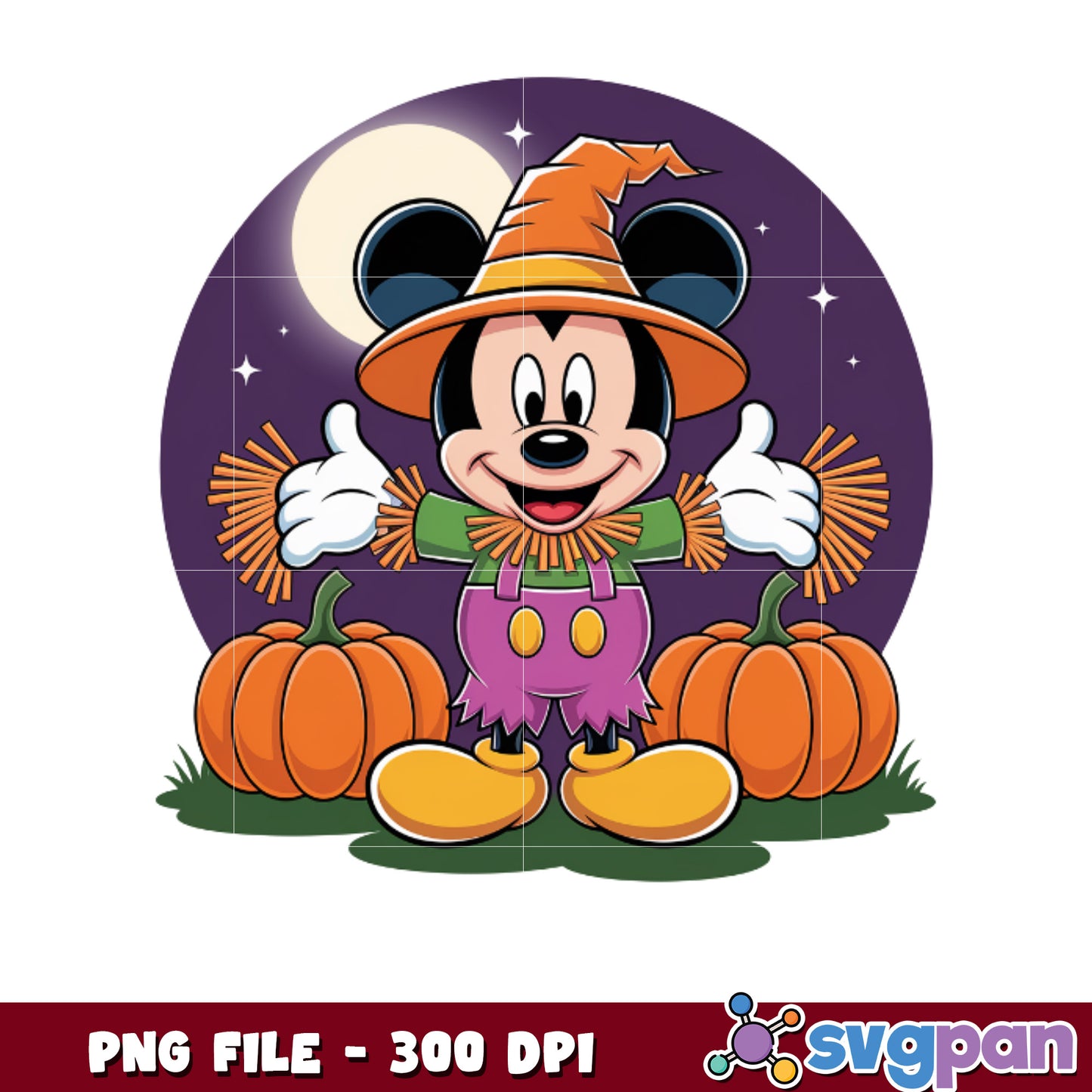 Mickey scarecrow png, disney halloween png, halloween time png