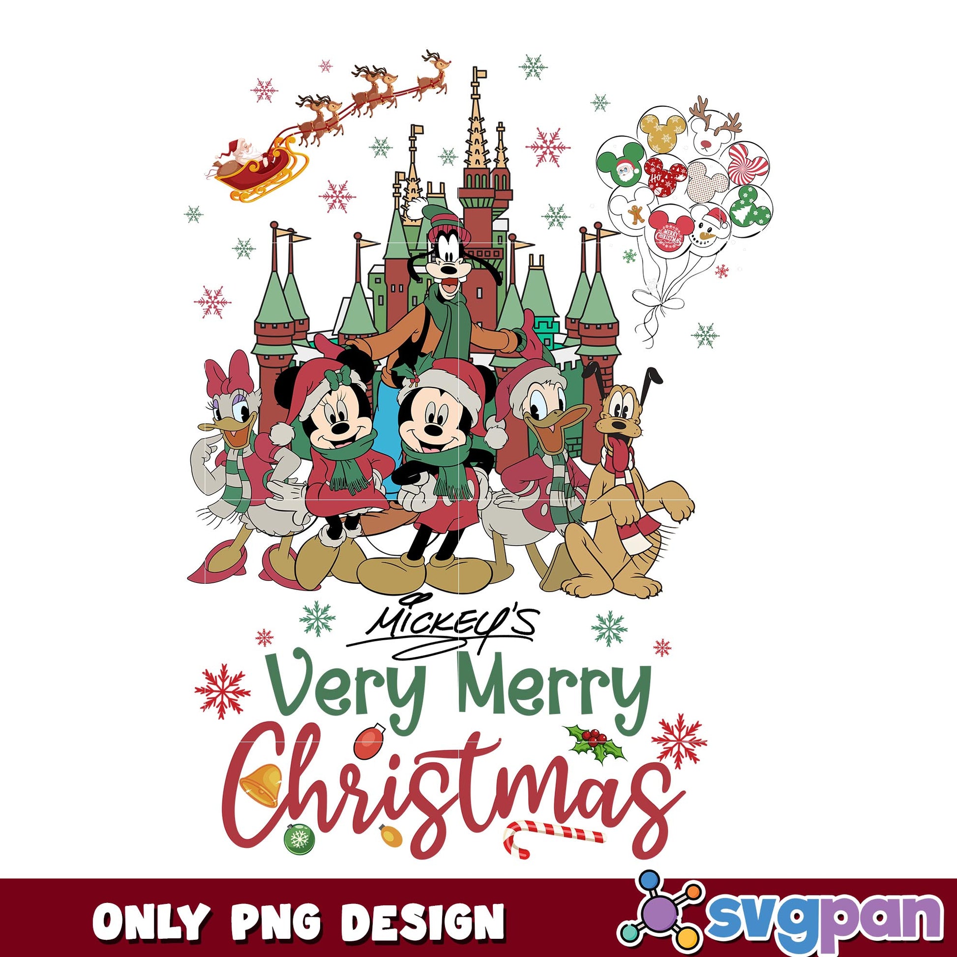 Mickey very merry christmas png