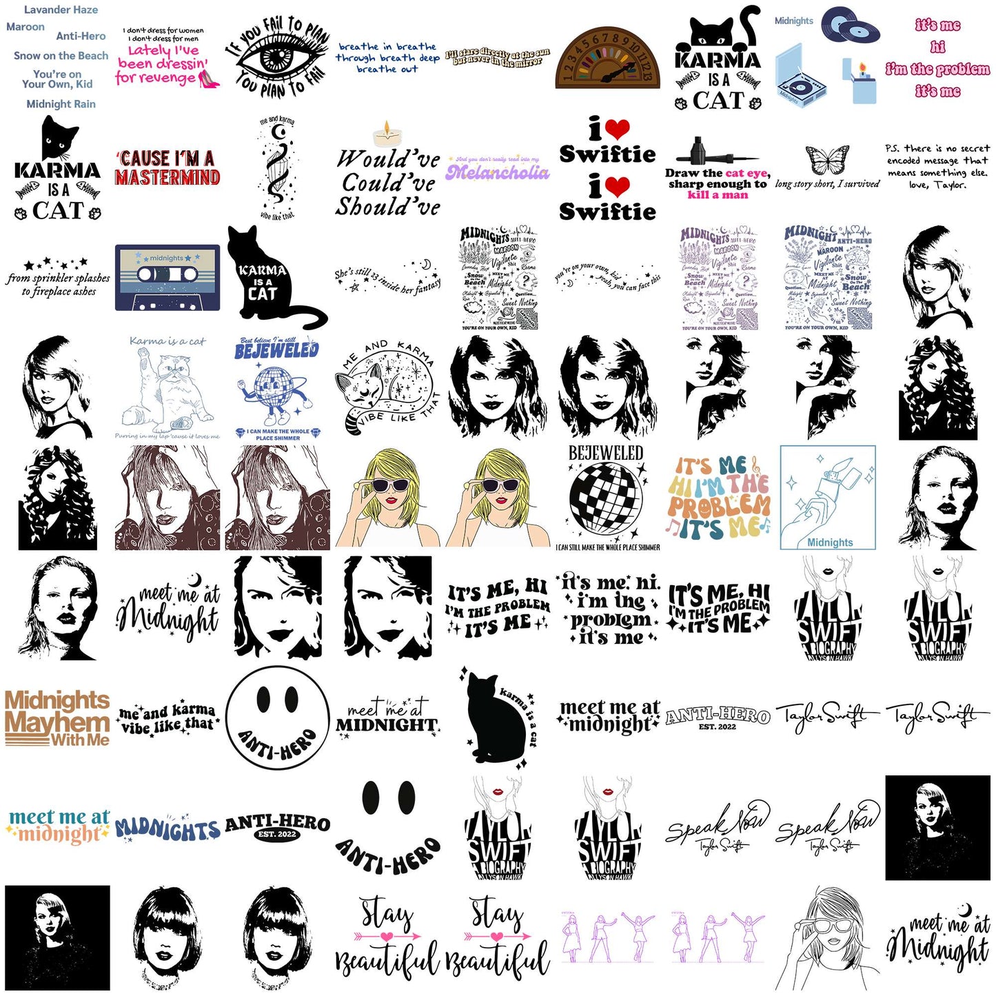 Midnights swiftie svg bundle, taylor swift tickets svg, taylor swift tour svg