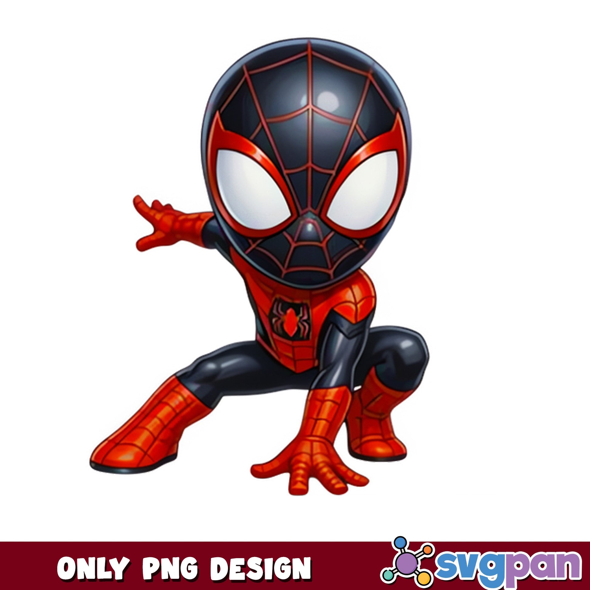 Miles Morales Spiderman Chibi PNG, Marvel PNG, Superhero PNG