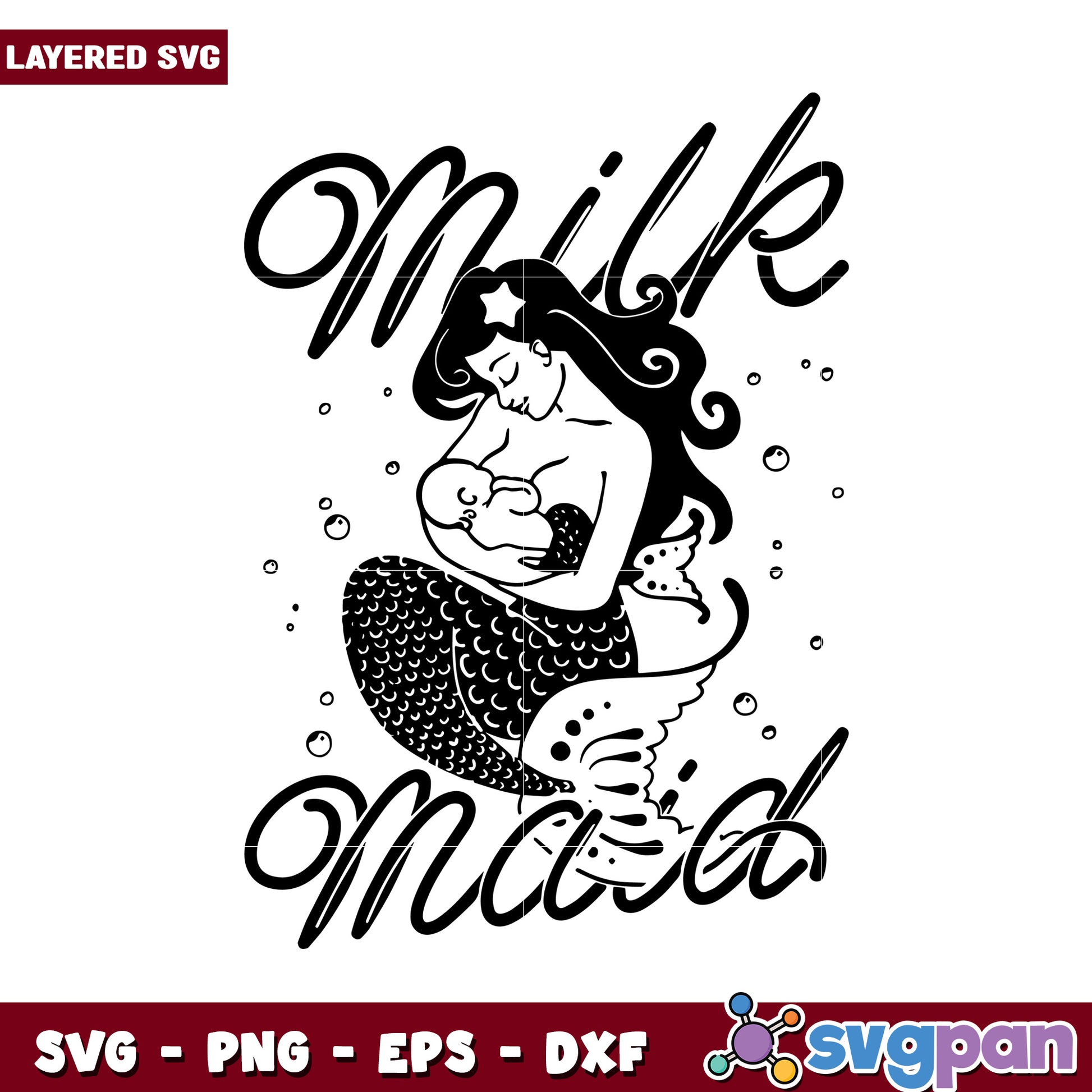 Milk Maid Mermaid SVG Design, perfect for baby and nursery decor