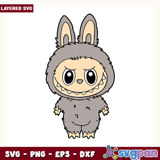 Milk gray labubu design svg, cute labubu svg, popmart labubu svg