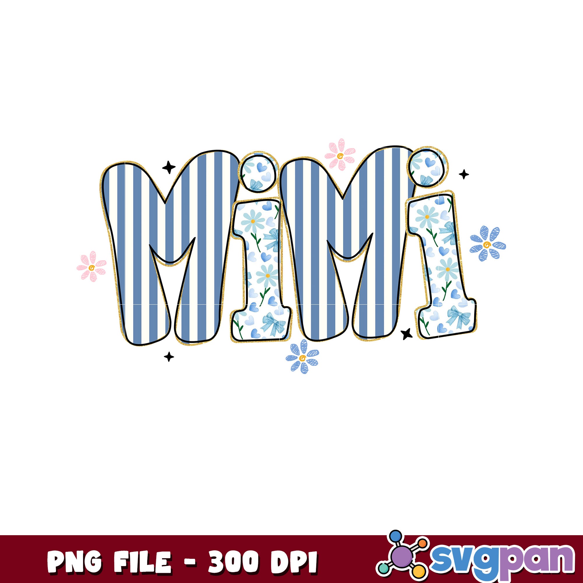 Mimi PNG Design Floral Stripes 300 DPI – svgpan