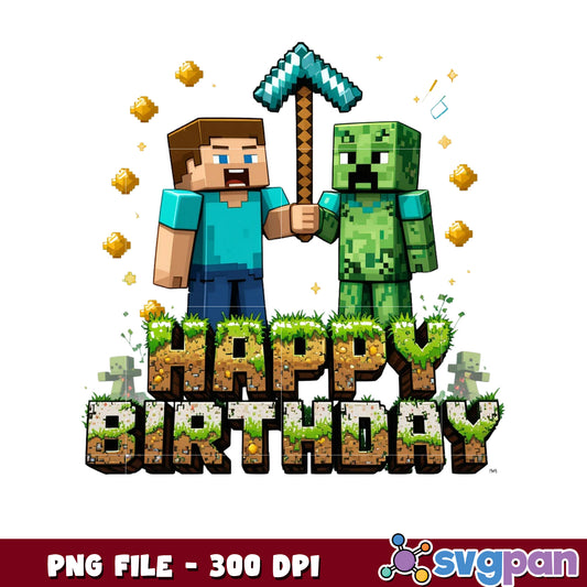 Minecraft Art Birthday png, steve for minecraft​ png, birthday png