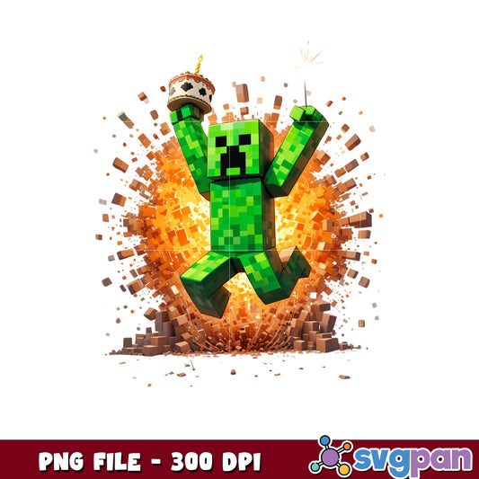 Minecraft Creeper explosion png, creeper png, birthday png