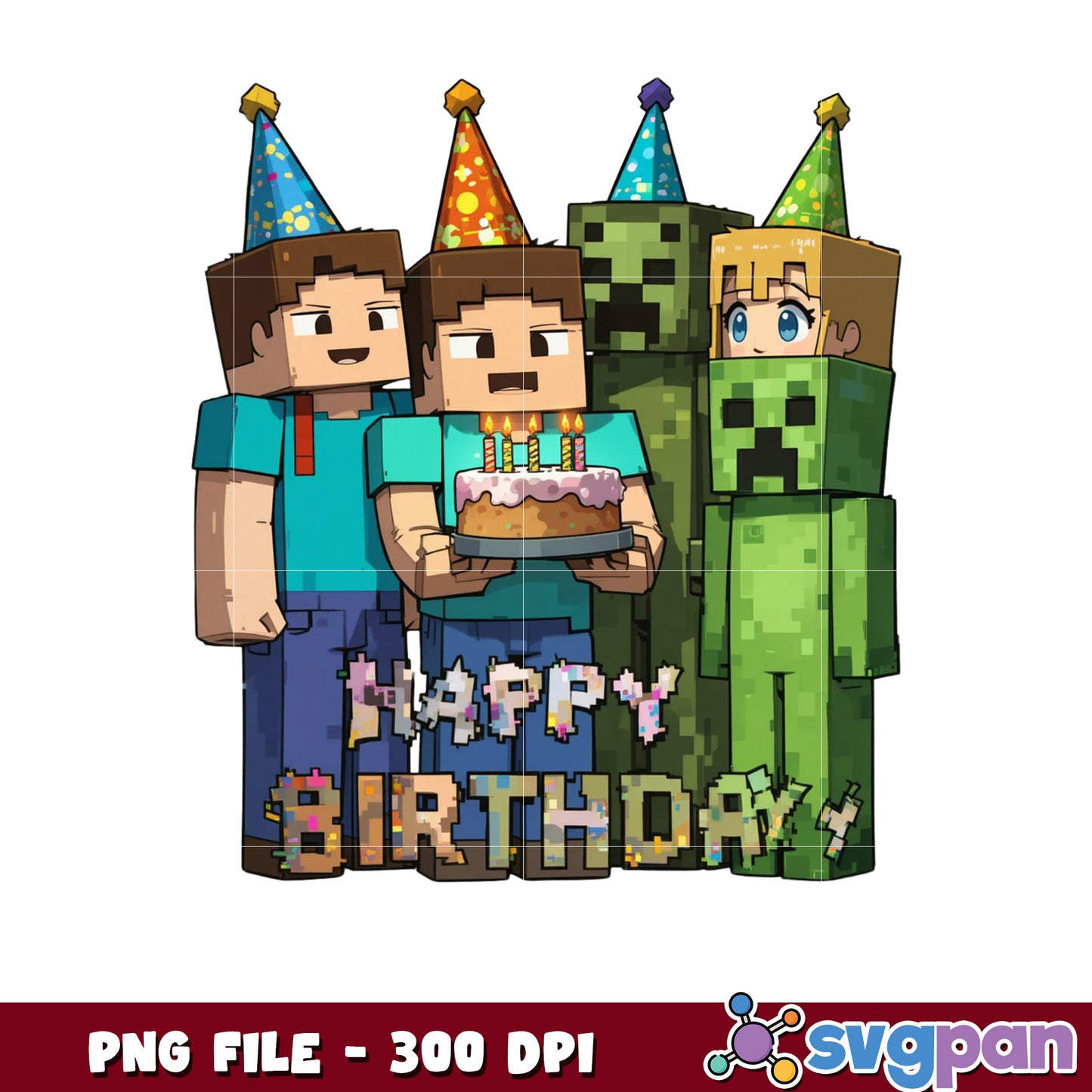 Minecraft Party png, steve minecraft costume png, birthday png