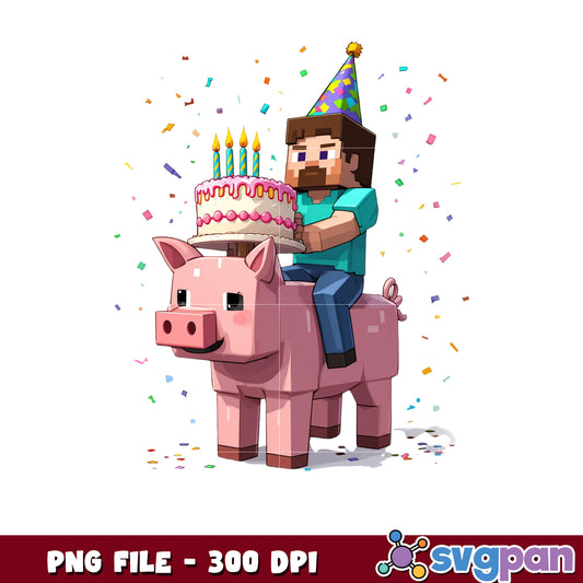 Minecraft Pig Birthday png, minecraft png, happy birthday png 