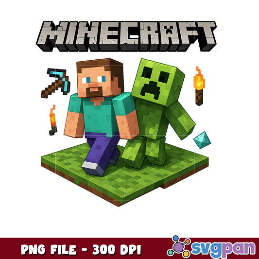 Minecraft Steve & Creeper PNG 300 DPI