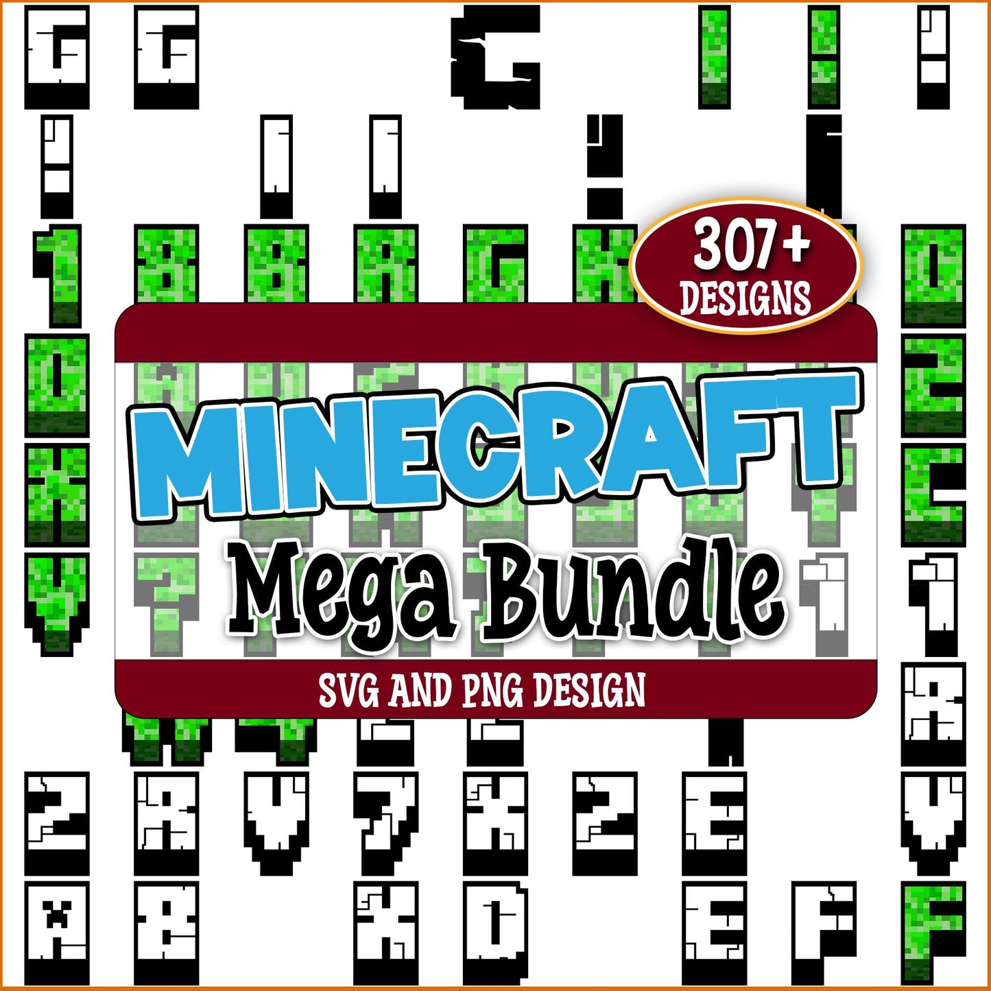 Minecraft alphabet svg bundle