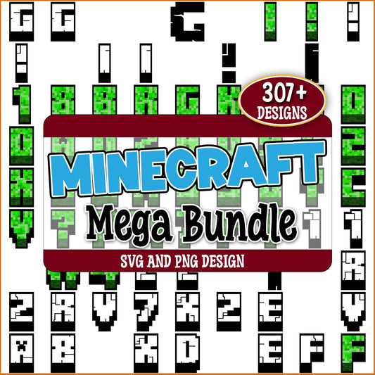 Minecraft alphabet svg bundle