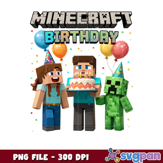 Minecraft happy birthday png, minecraft classic png, birthday png