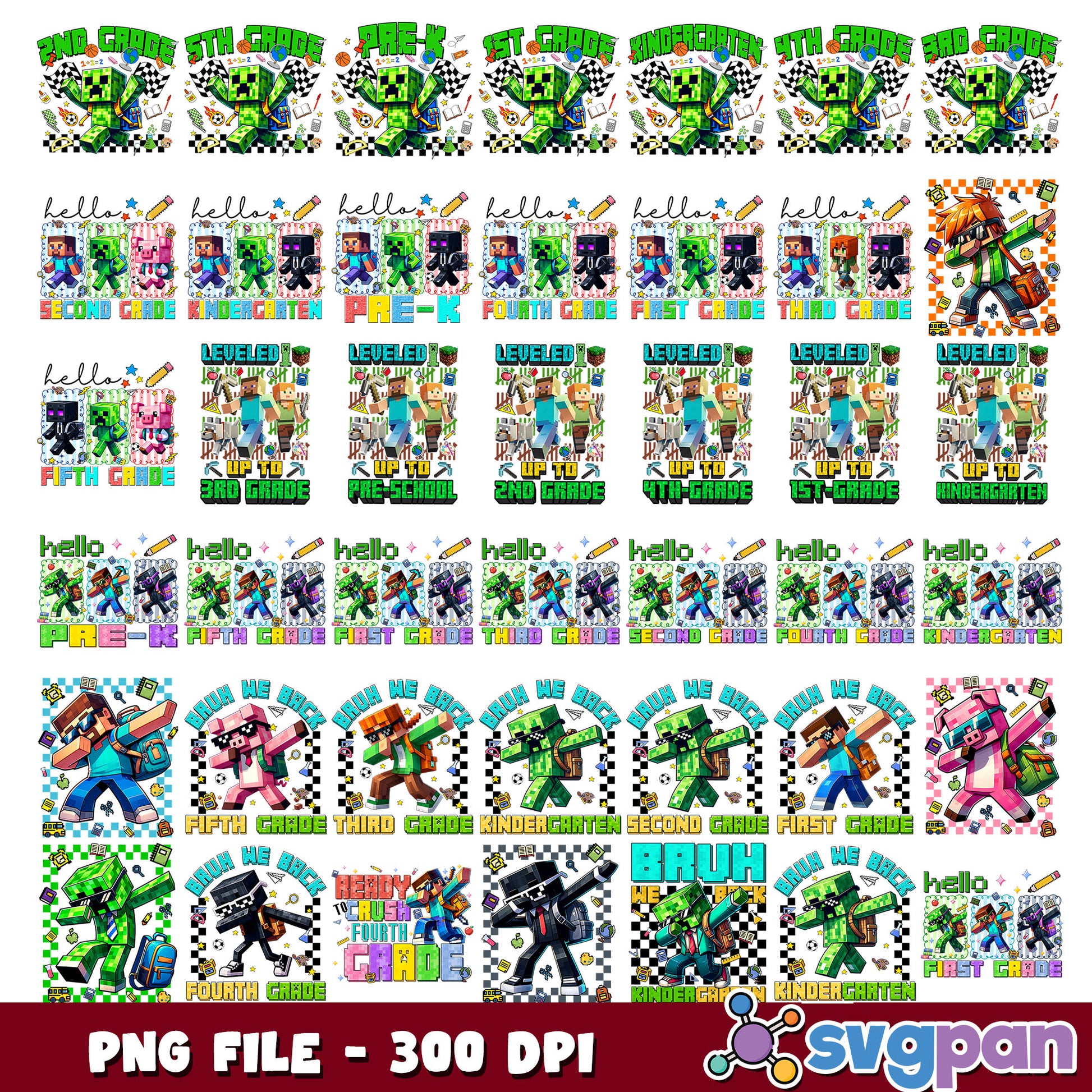 Minecraft school day png bundle