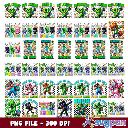 Minecraft school day png bundle
