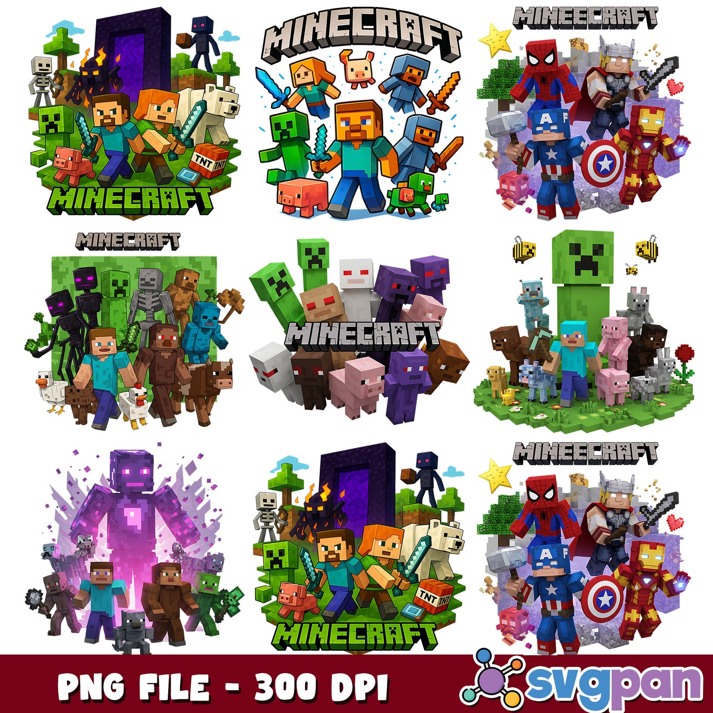 Minecraft set design png bundle