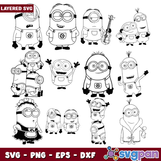 Minions SVG Bundle Layered Cut Files