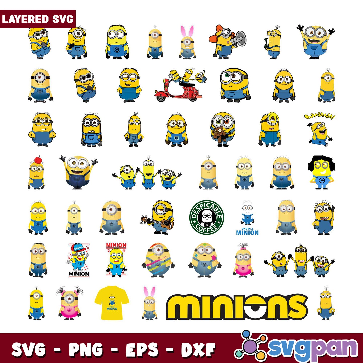 Minions SVG Bundle Layered Designs