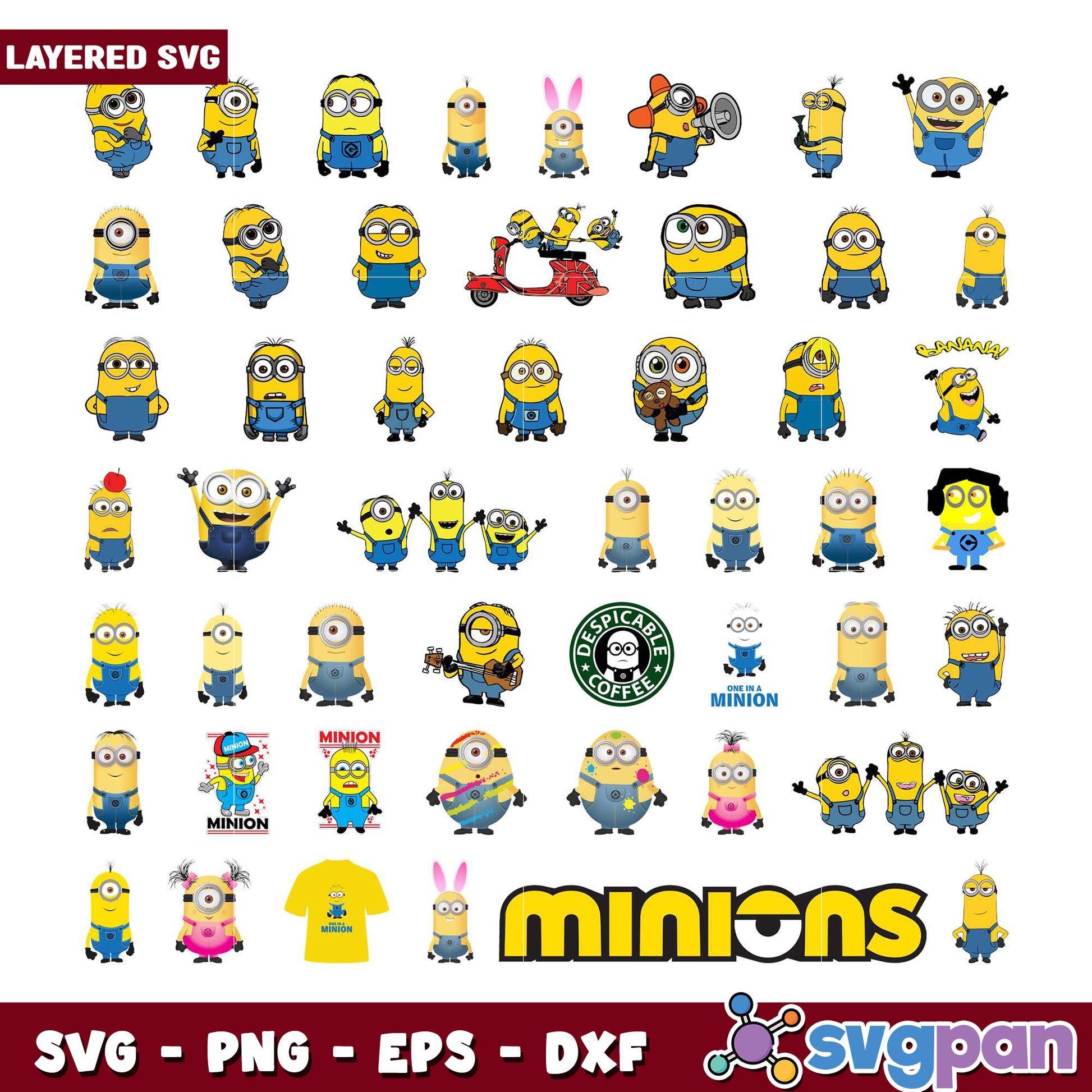 Minions SVG Bundle Layered Designs