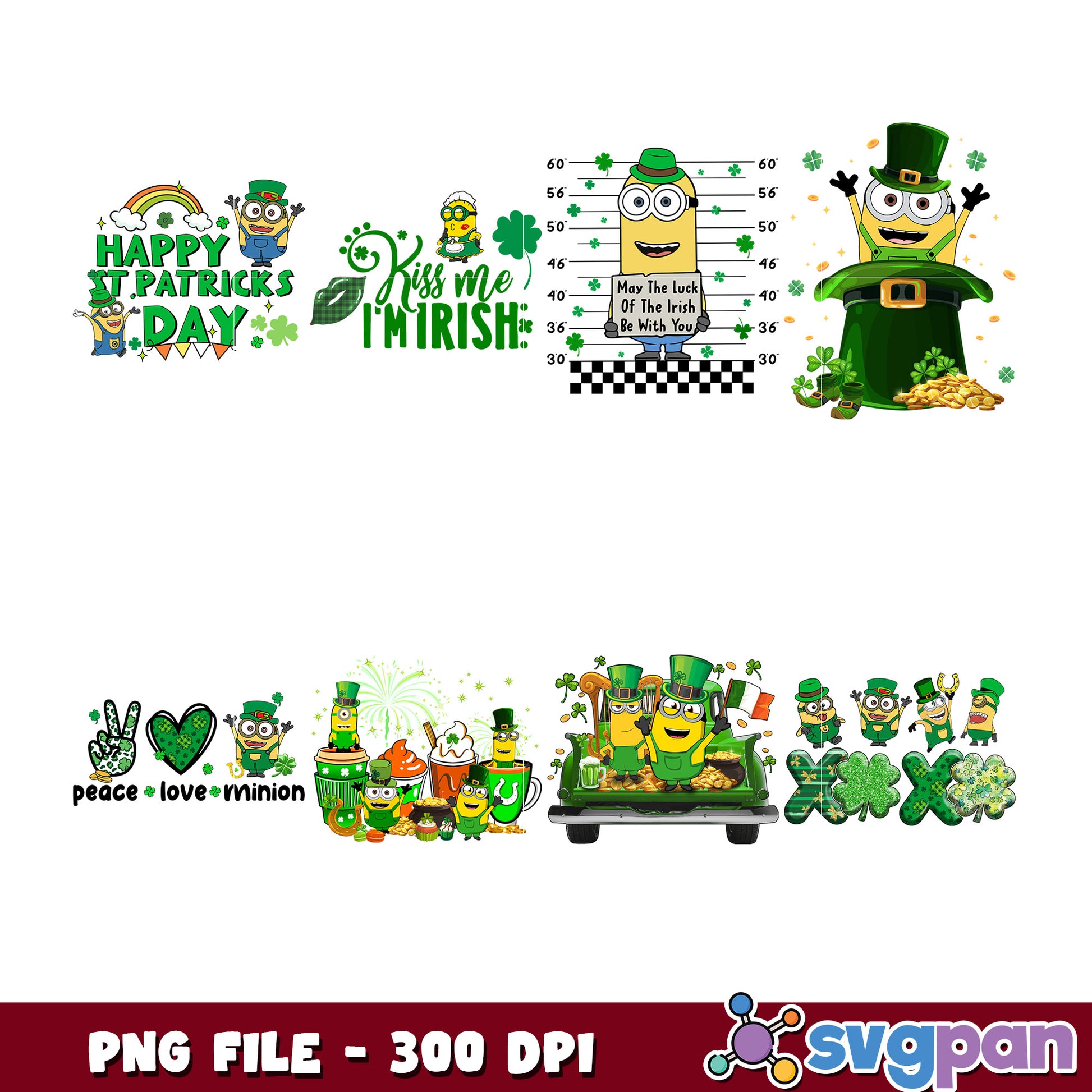 Minions St Patricks Day PNG Bundle 300 DPI