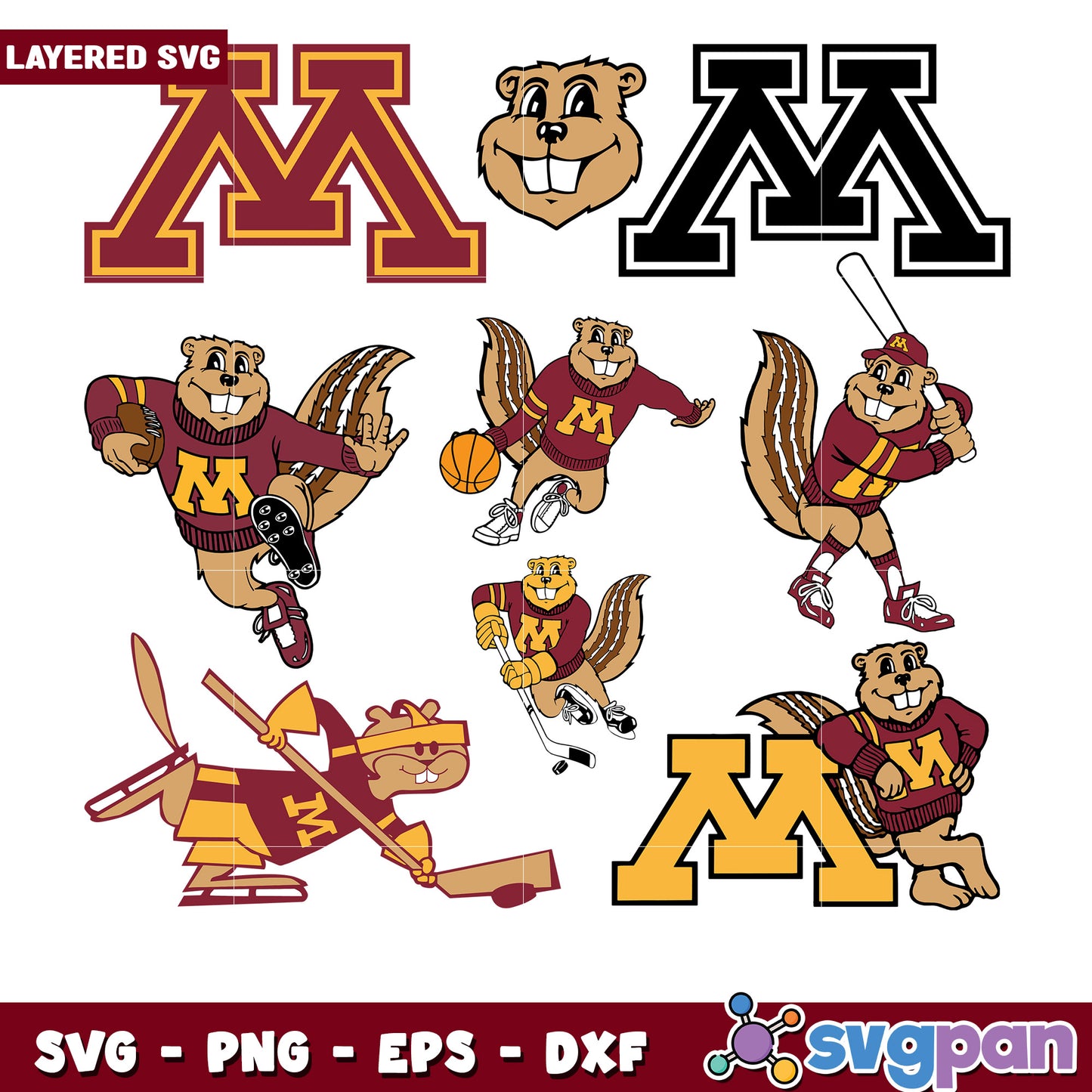 Minnesota Gopher SVG Bundle Layered Designs