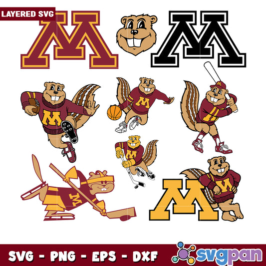 Minnesota Gopher SVG Bundle Layered Designs