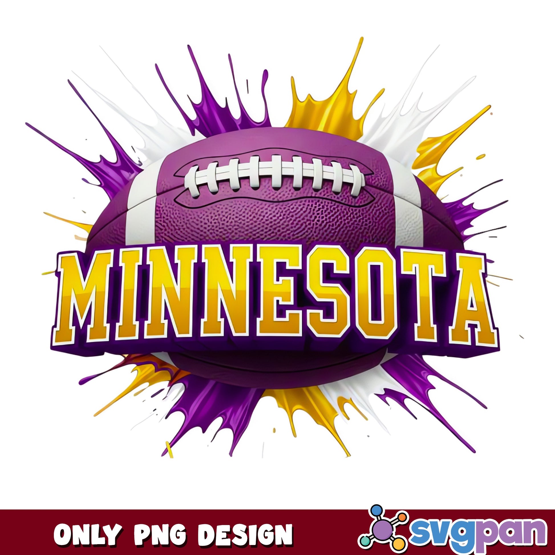 Minnesota Football PNG, Vikings Football Sublimation PNG, NFL PNG