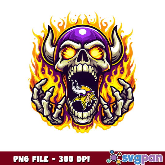 Minnestota vikings burning skull png, super bowl 2025 png, american football league png