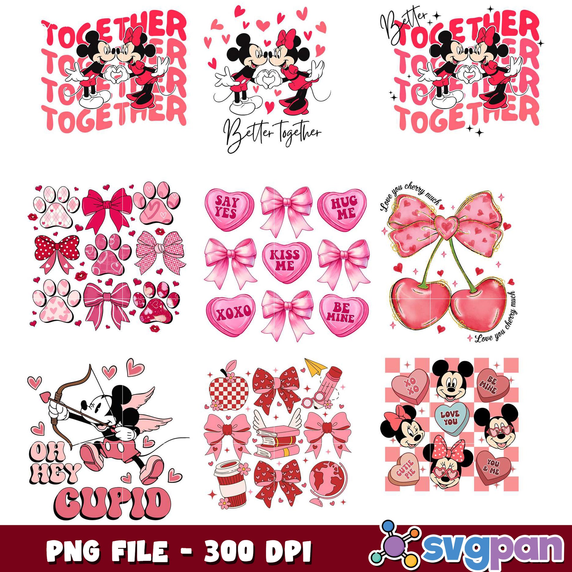 Minnie Mickey Valentine PNG Bundle
