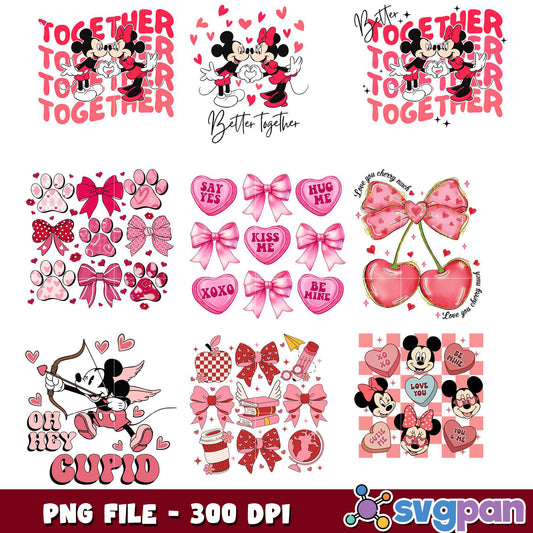 Minnie Mickey Valentine PNG Bundle