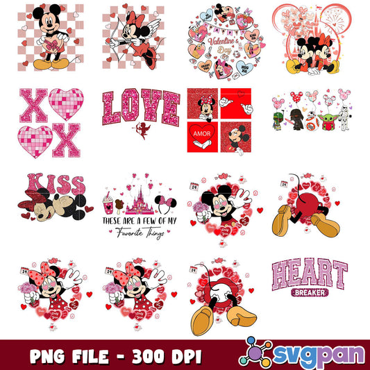Minnie Mickey Valentine's PNG Bundle