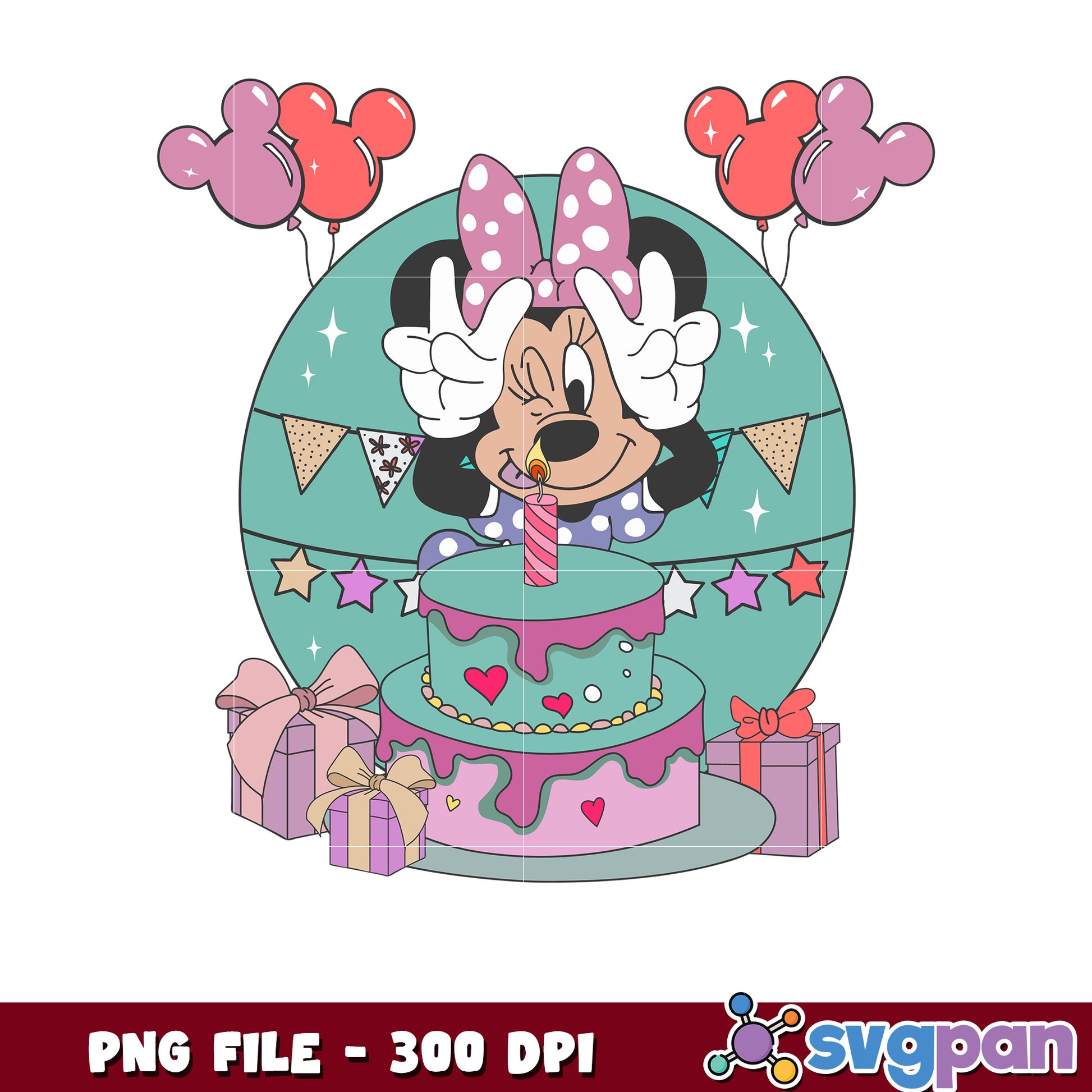 Minnie Mouse Birthday PNG 300 DPI Instant Download